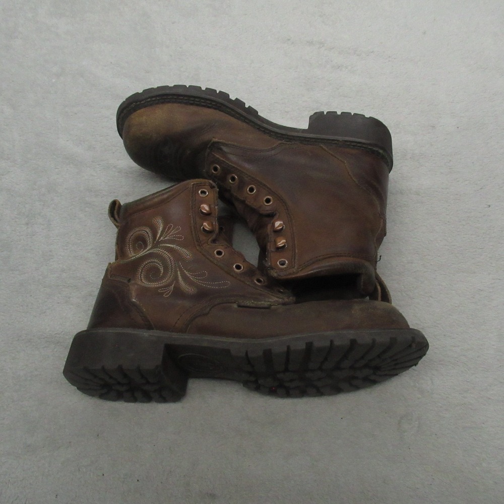 Justin Womens‎ 8B Work Boots Brown Leather Katerina 6" Steel Toe Waterproof - Picture 3 of 16